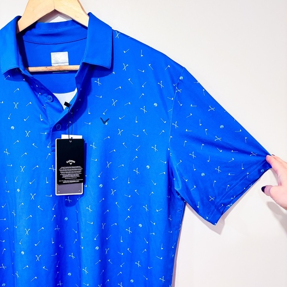 CALLAWAY Blue Printed Golf Polo Shirt | Breathable active stripes | Medium * - Picture 5 of 6